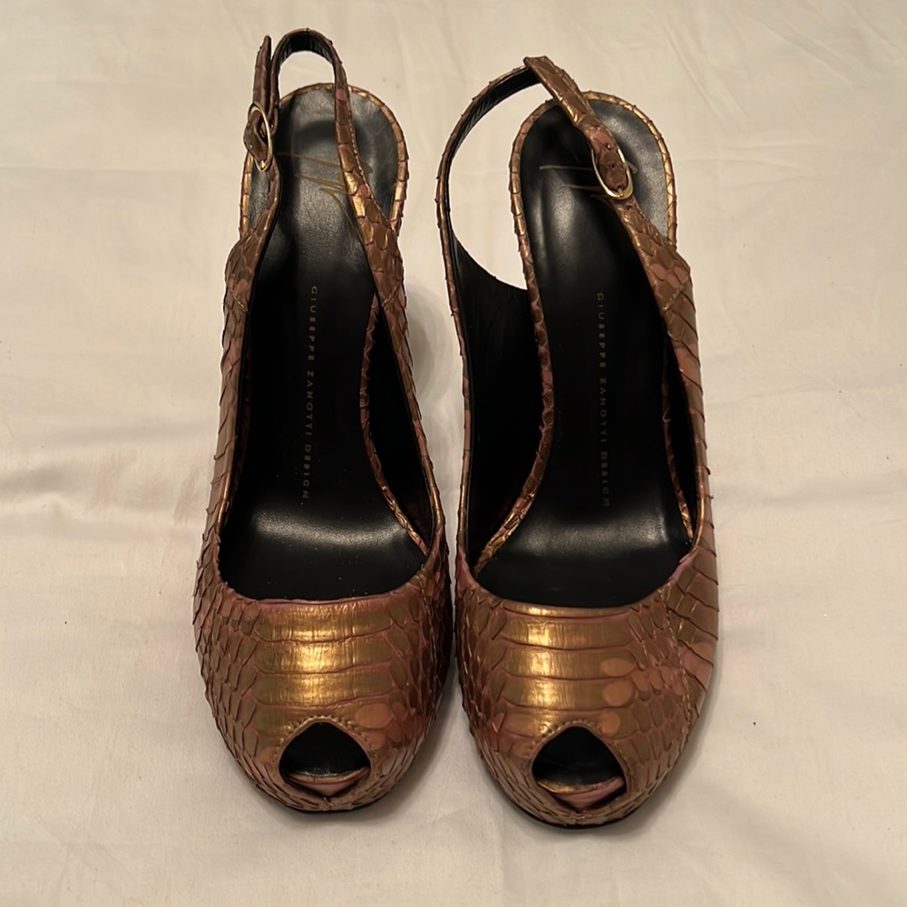 Giuseppe Zanotti Peep Toe Snake Leather Shoes